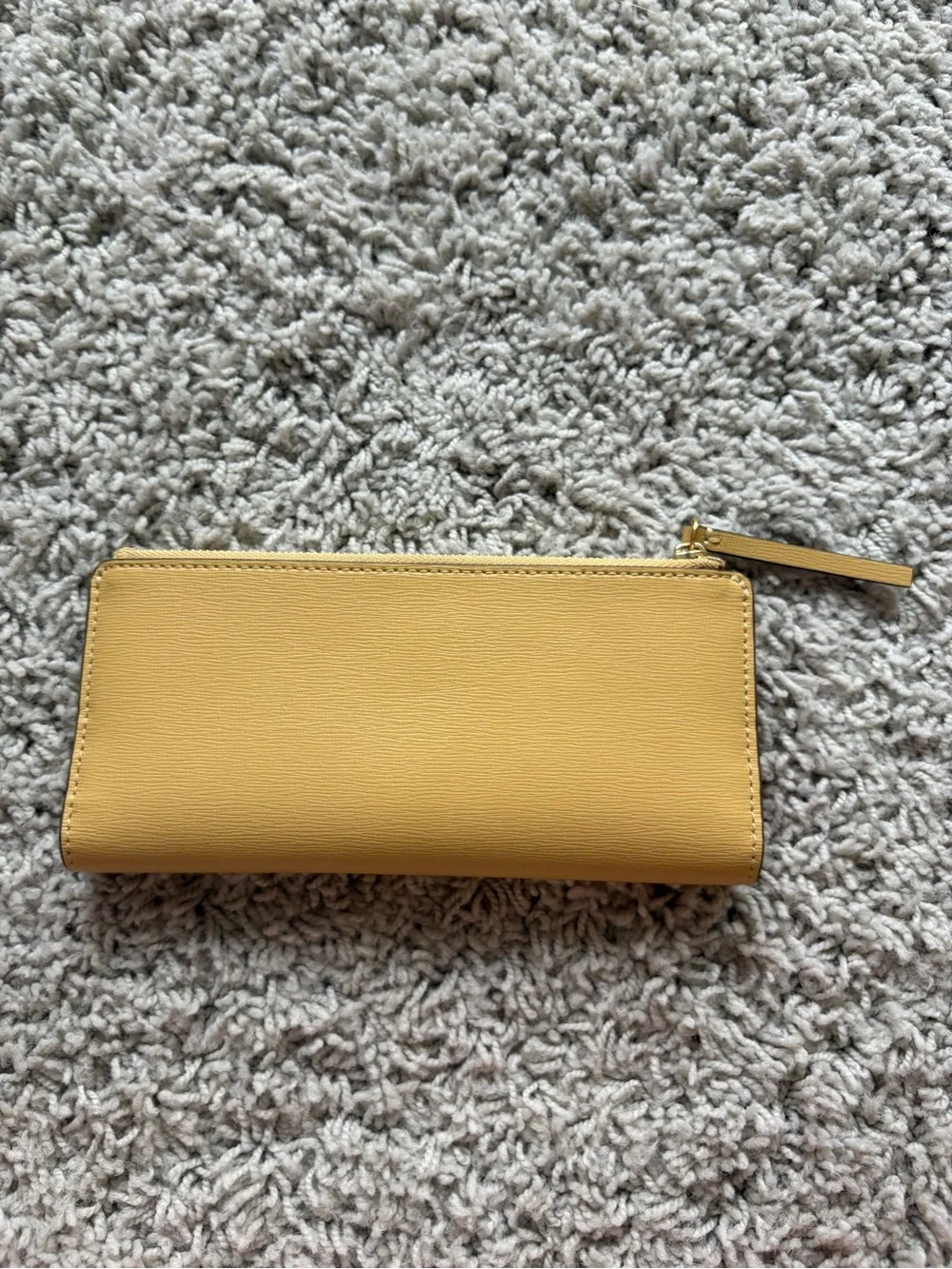 Tory Burch Robinson Zip Continental Wallet Tan Leather Gold Logo